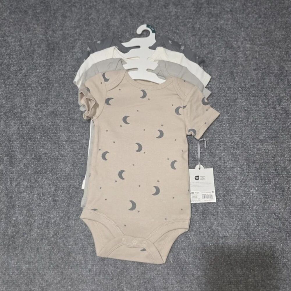 4 Pack Short Sleeve Bodysuits for Baby 0-3 Months